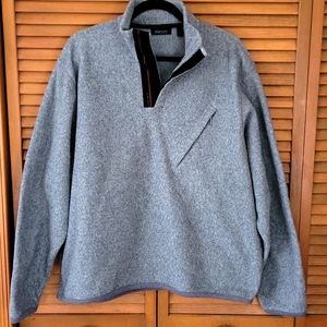 DKNY Color Block fleece pullover, Gray with black velcro  quarter neck, …